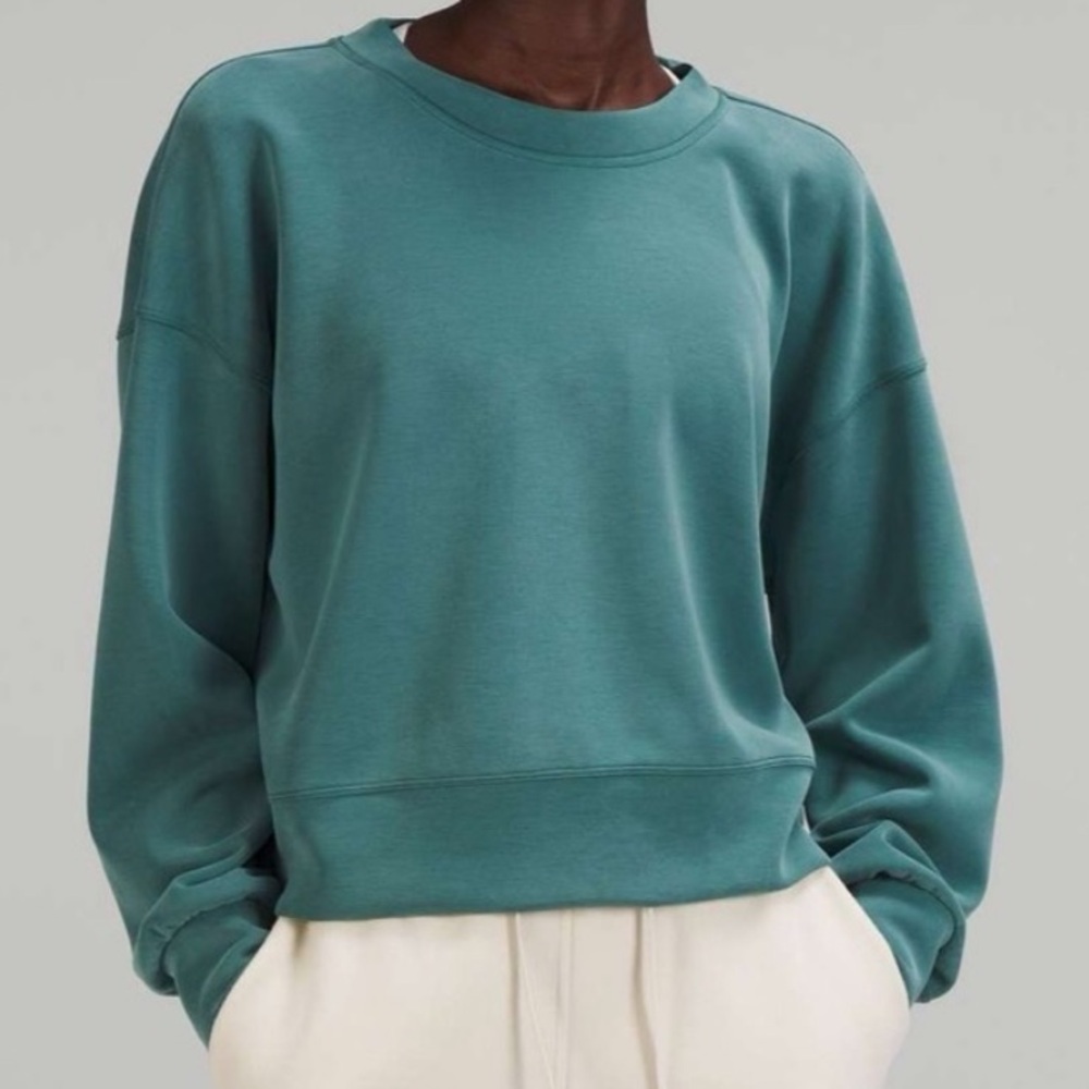 Lululemon Perfectly Oversized Cropped Crew Softstreme Green Jasper Size 10